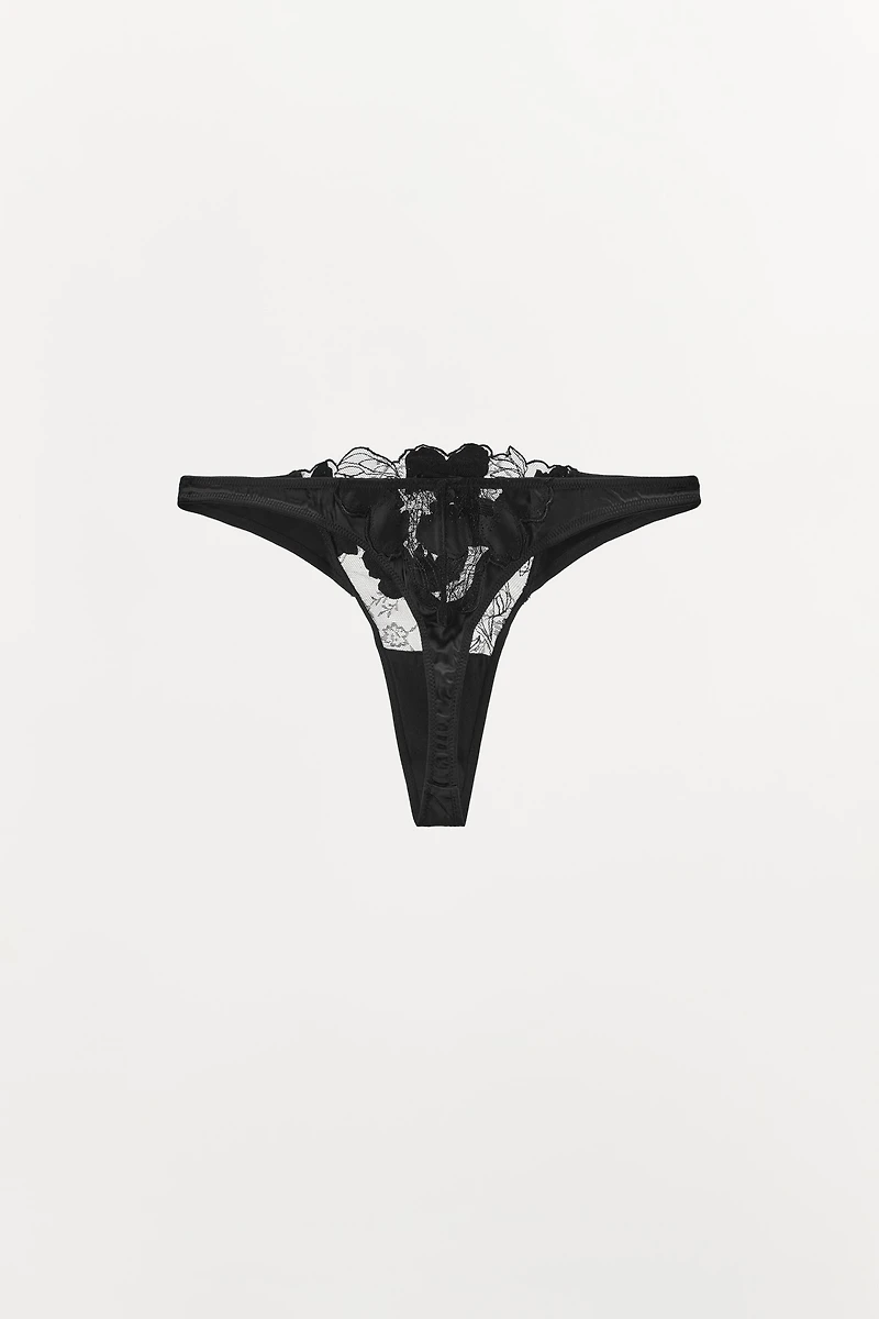 FLORAL LACE THONG