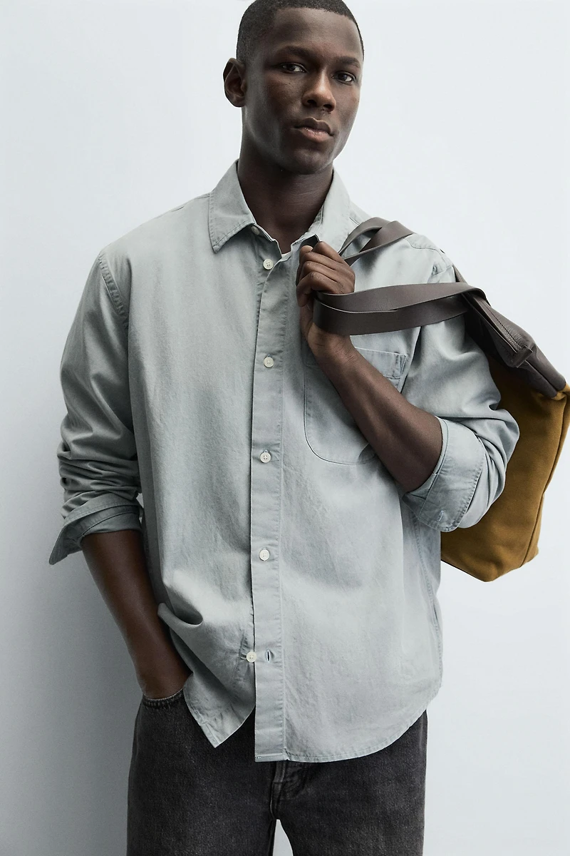 WASHED TWILL TEXTURED SHIRT