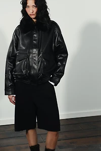 DETACHABLE FAUX FUR COLLAR JACKET