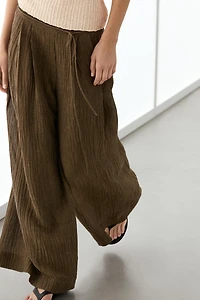 Pantalon fluide en lin mélangé
