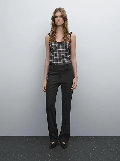 Mid-rise regular fit stretch trousers