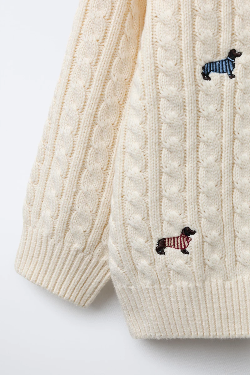 EMBROIDERED DOGS KNIT JUMPER