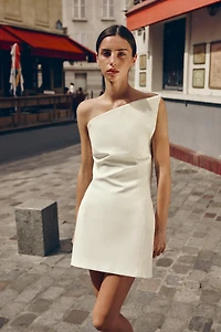 ASYMMETRIC NECK MINI DRESS