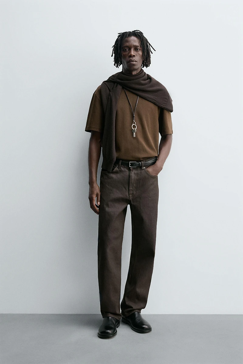 WAXED FINISH STRAIGHT FIT JEANS