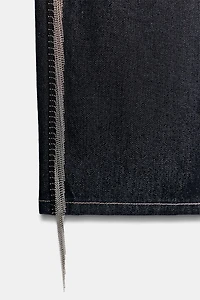 JEAN TRF DROIT TAILLE BASSE À FRANGES