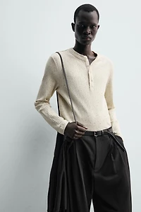 RIB KNIT HENLEY SHIRT