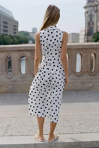 POLKA DOT POPLIN MIDI DRESS
