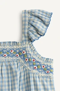 LIMITED EDITION PLAID EMBROIDERED TOP