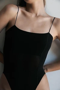 FITTED STRAPPY BODYSUIT WITH SEAMS