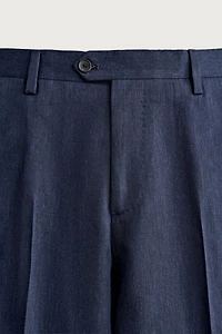 LINEN AND WOOL BLEND REGULAR FIT SUIT PANTS