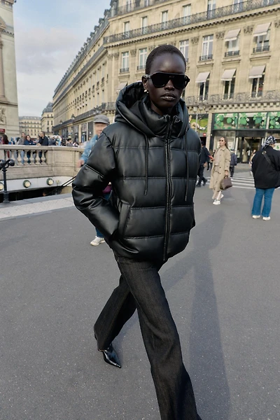 FAUX LEATHER EFFECT WATER REPELLENT WINDPROOF PUFFER ANORAK