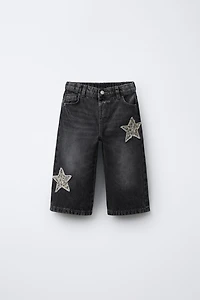 ANIMAL PRINT STAR PATCH STRAIGHT LEG JEANS