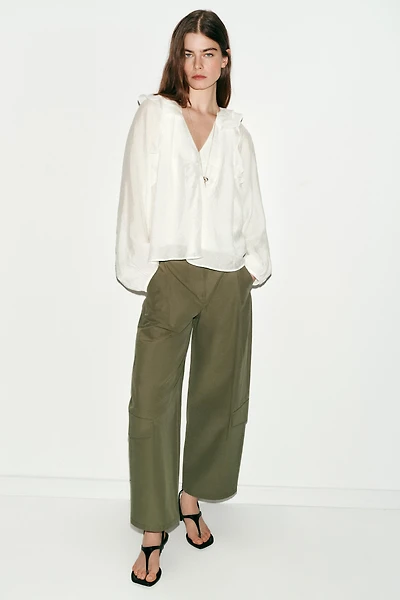 RUFFLED RUCHE BLOUSE