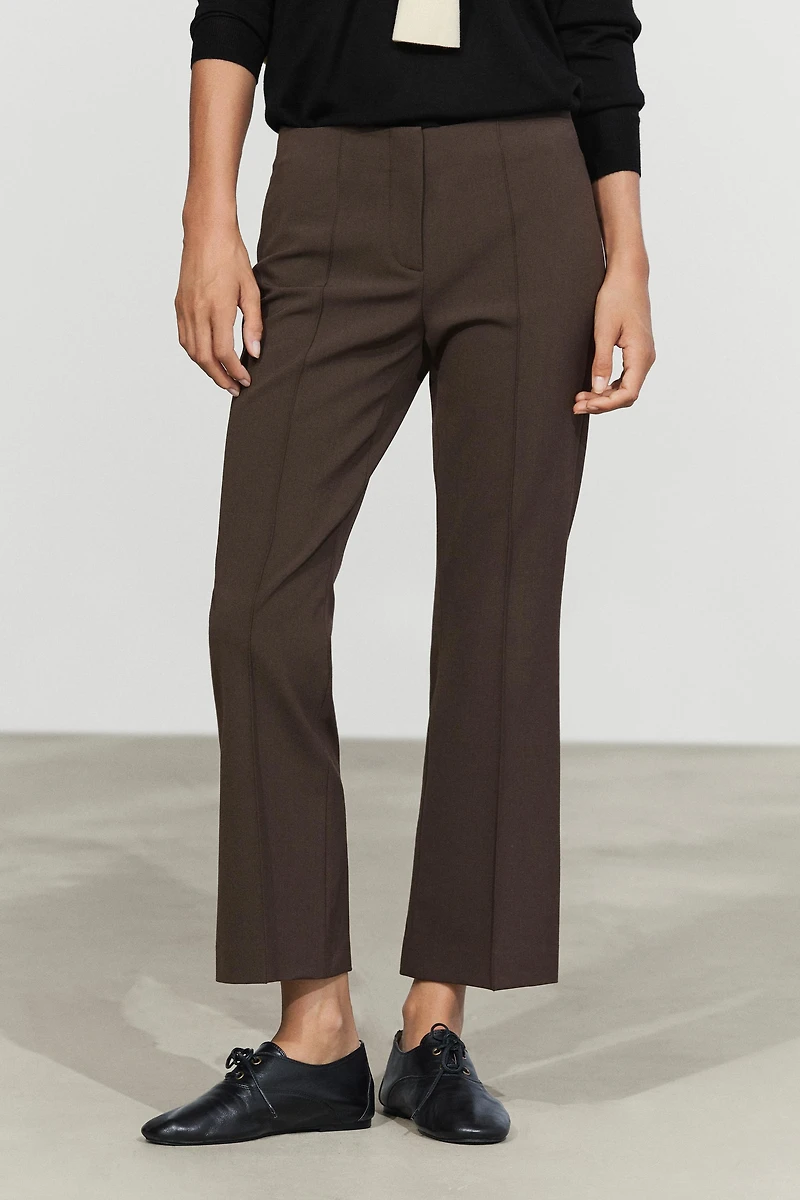 Wool-blend kick flare pants