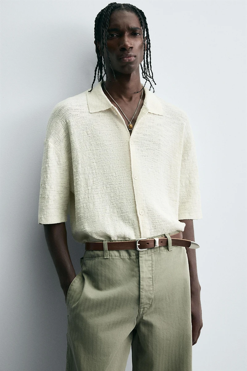 VINTAGE EFFECT LEATHER BELT