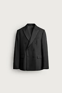DOUBLE-BREASTED TUXEDO BLAZER