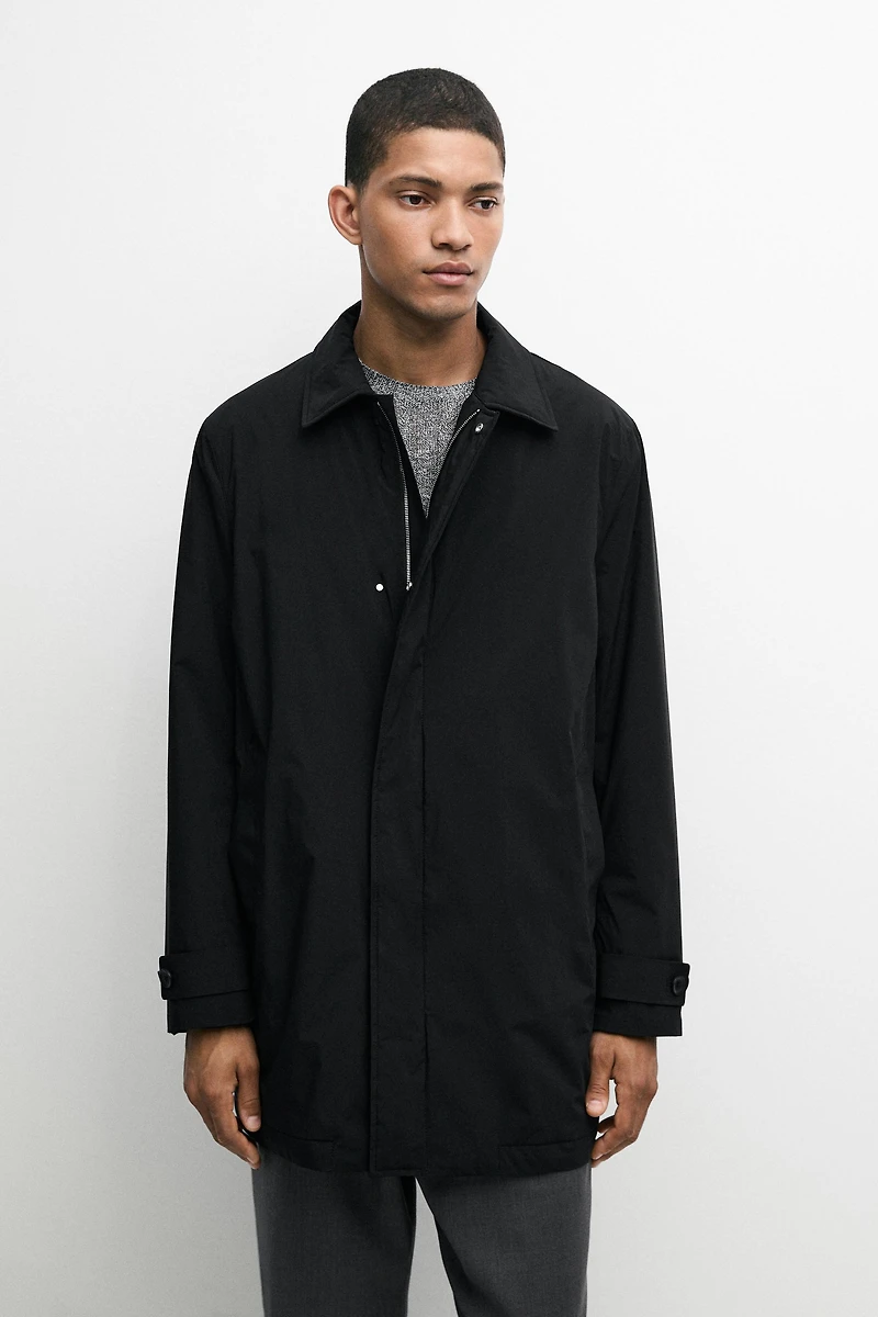 Technical fabric trench coat