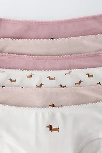 1-6 YEARS / PACK OF SIX PUPPY PRINT PANTIES