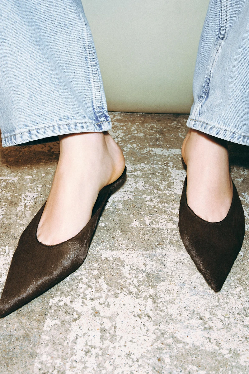 LEATHER WEDGE MULES