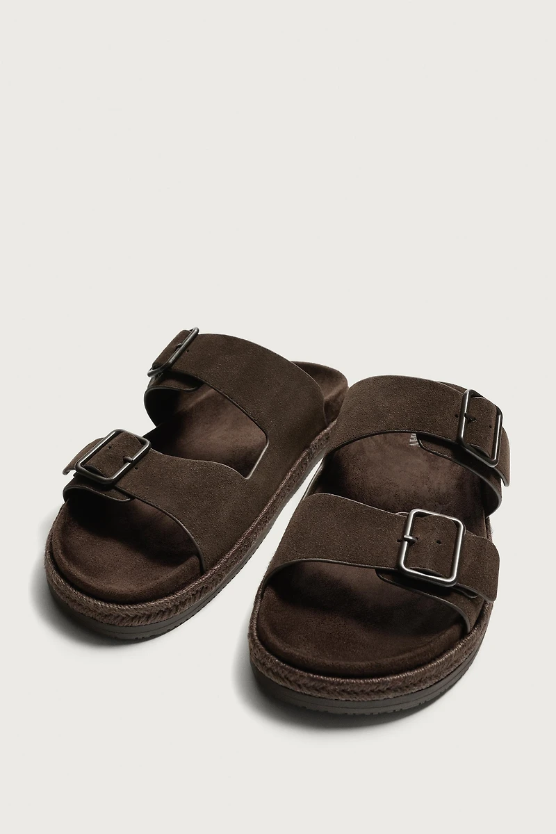 SANDALES EN CUIR À DOUBLE BRIDE