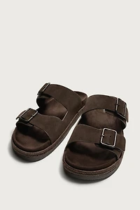 SANDALES EN CUIR À DOUBLE BRIDE