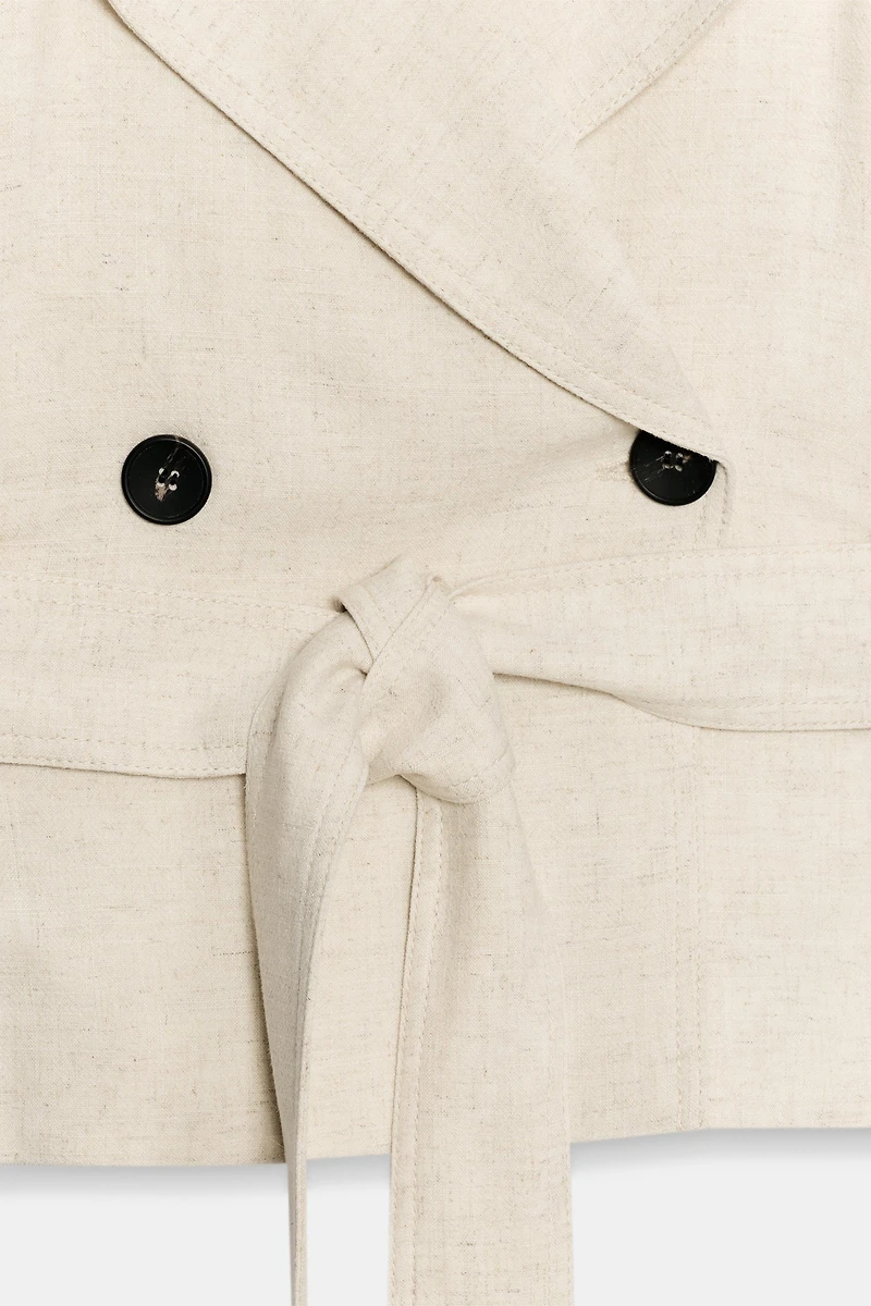 BELTED DOUBLE-BREASTED LINEN VEST