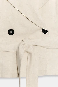 BELTED DOUBLE-BREASTED LINEN VEST