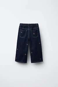 EMBROIDERED BEAR CULOTTE JEANS