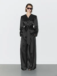 Satin wide-leg trousers