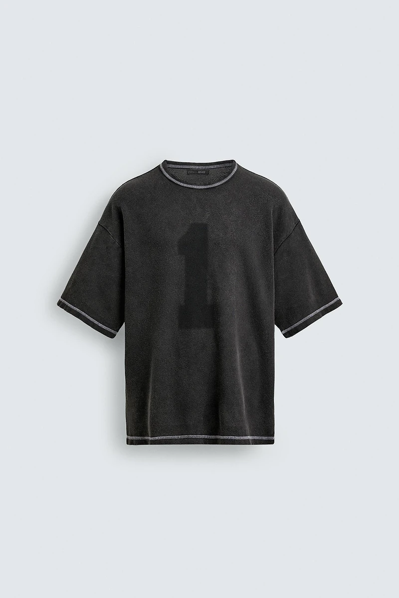 CONTRAST WASHED KNIT T-SHIRT
