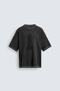 CONTRAST WASHED KNIT T-SHIRT