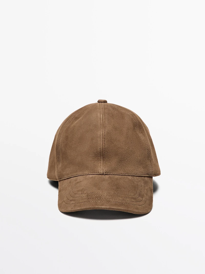 Casquette en cuir finition daim