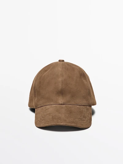 Casquette en cuir finition daim
