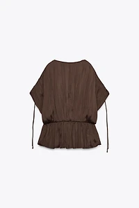 RUCHED SATIN EFFECT BLOUSE