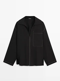 Flowing wool blend overshirt with pocket detail