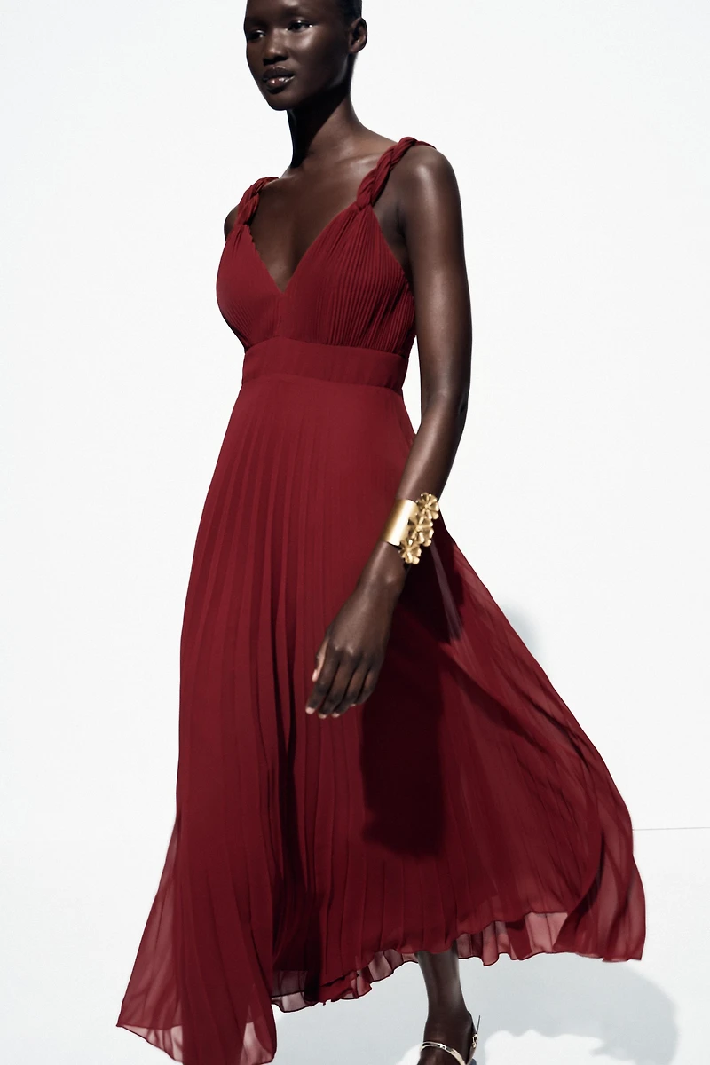 PLEATED MIDI DRESS