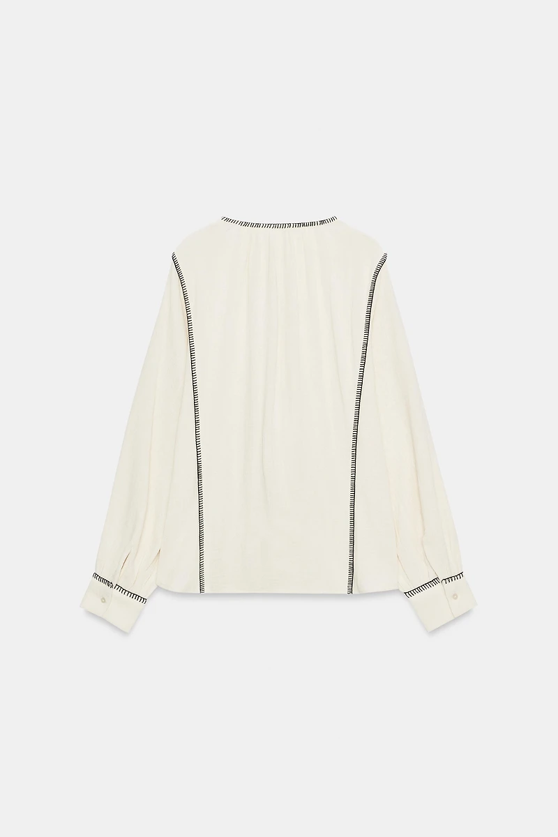 ZW COLLECTION RUSTIC TOPSTITCHED SHIRT