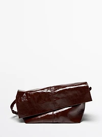 Crackled nappa leather flap bag