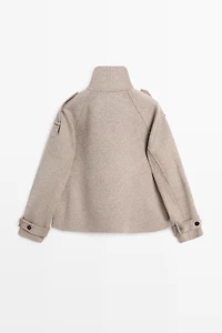Cropped button detail trench coat