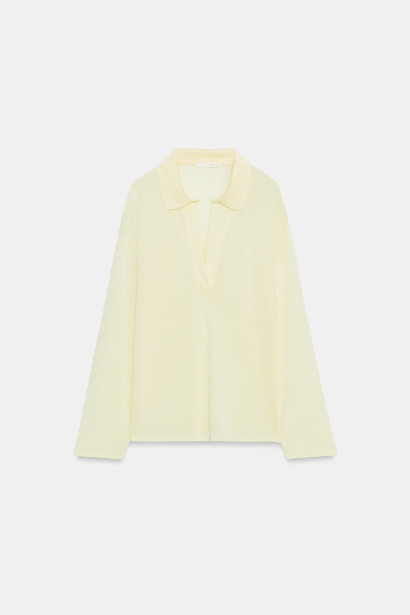 LONG SLEEVE FLOWY POLO SHIRT