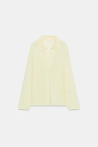 LONG SLEEVE FLOWY POLO SHIRT