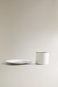 TASSE À THÉ ET SOUCOUPE BONE CHINA FILET NOIR