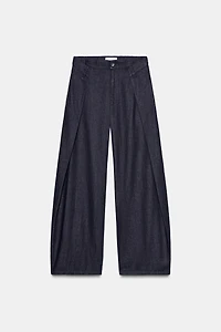 PANTALON EFFET DENIM À PLIS