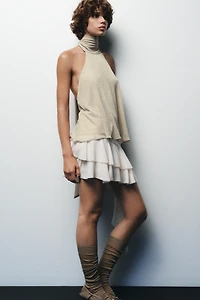 METALLIC THREAD HALTER TOP