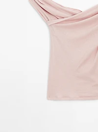 100% cotton surplice boat neck top