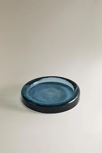 TRANSLUCENT BLUE GLASS BATHROOM SOAP DISH