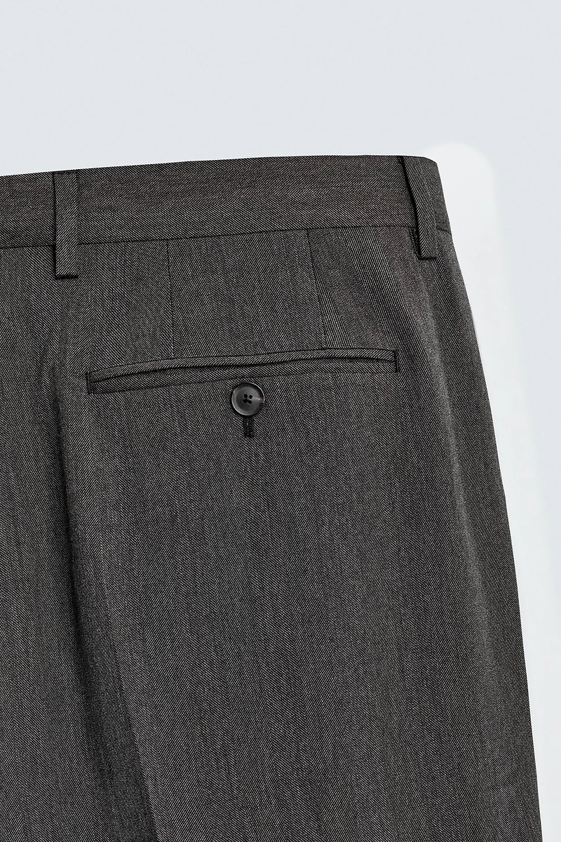 HERRINGBONE SUIT PANTS