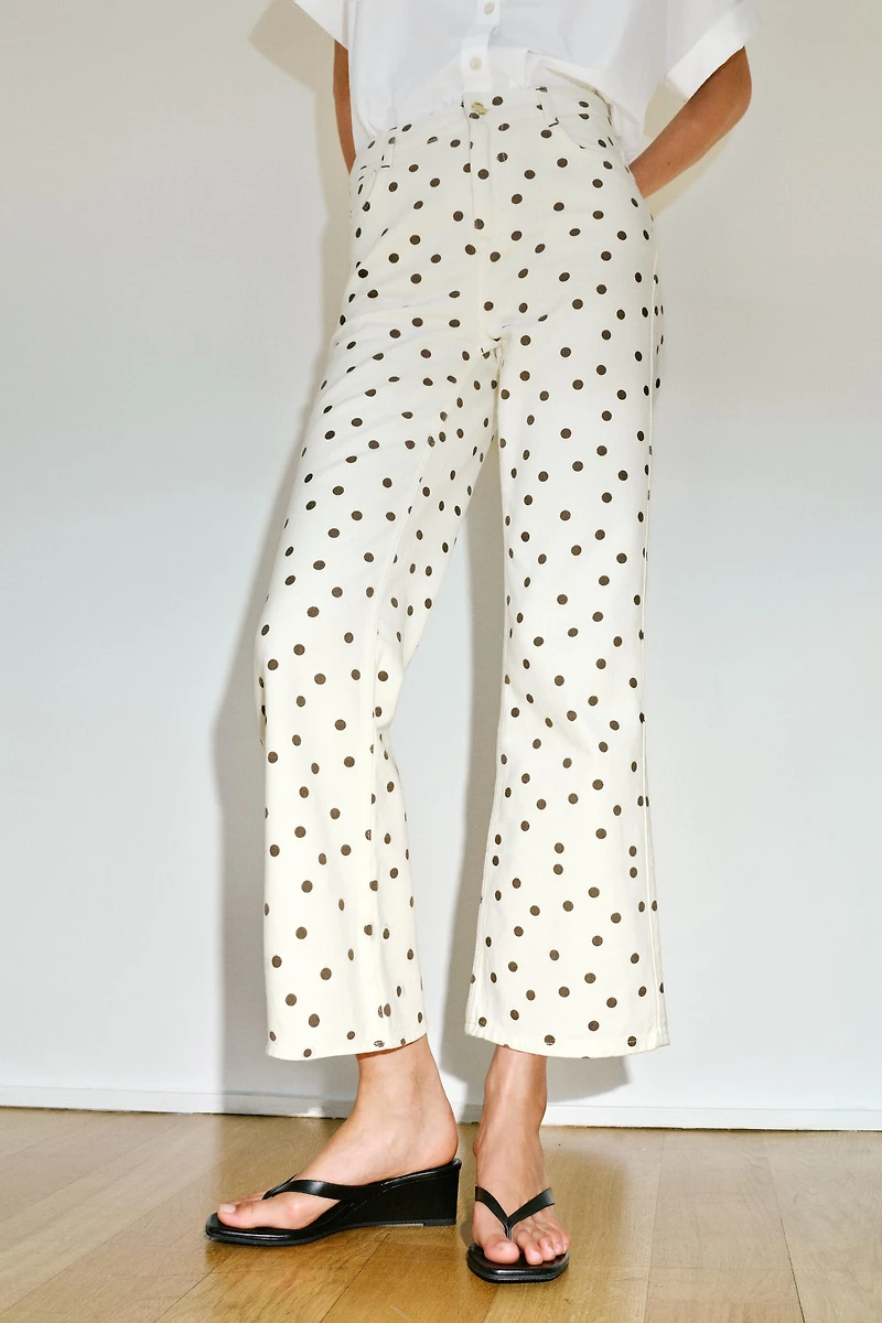 Z1975 MID-RISE MINI FLARE POLKA DOT JEANS
