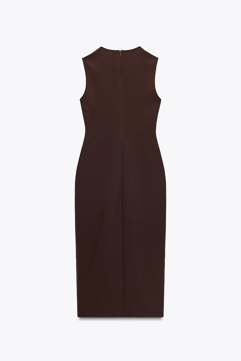 ROBE MIDI EN CRÊPE AVEC CEINTURE