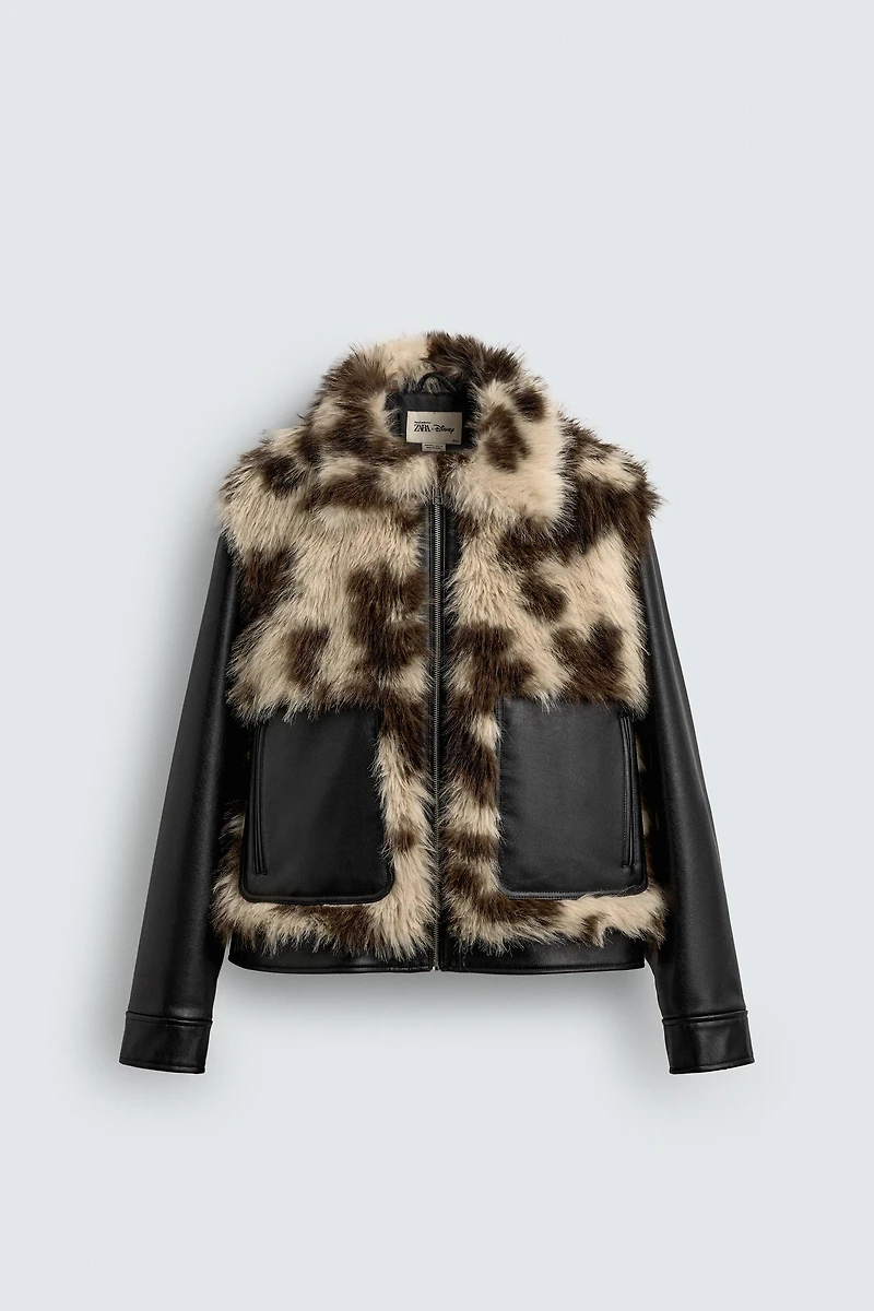 CONTRAST FAUX LEATHER JACKET HARRY LAMBERT FOR ZARA X DISNEY